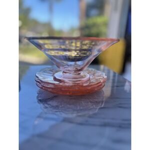 Lot Of 4 Pink Depression Glass Bowl Lot Jeanette Cherry Blossom Saucer